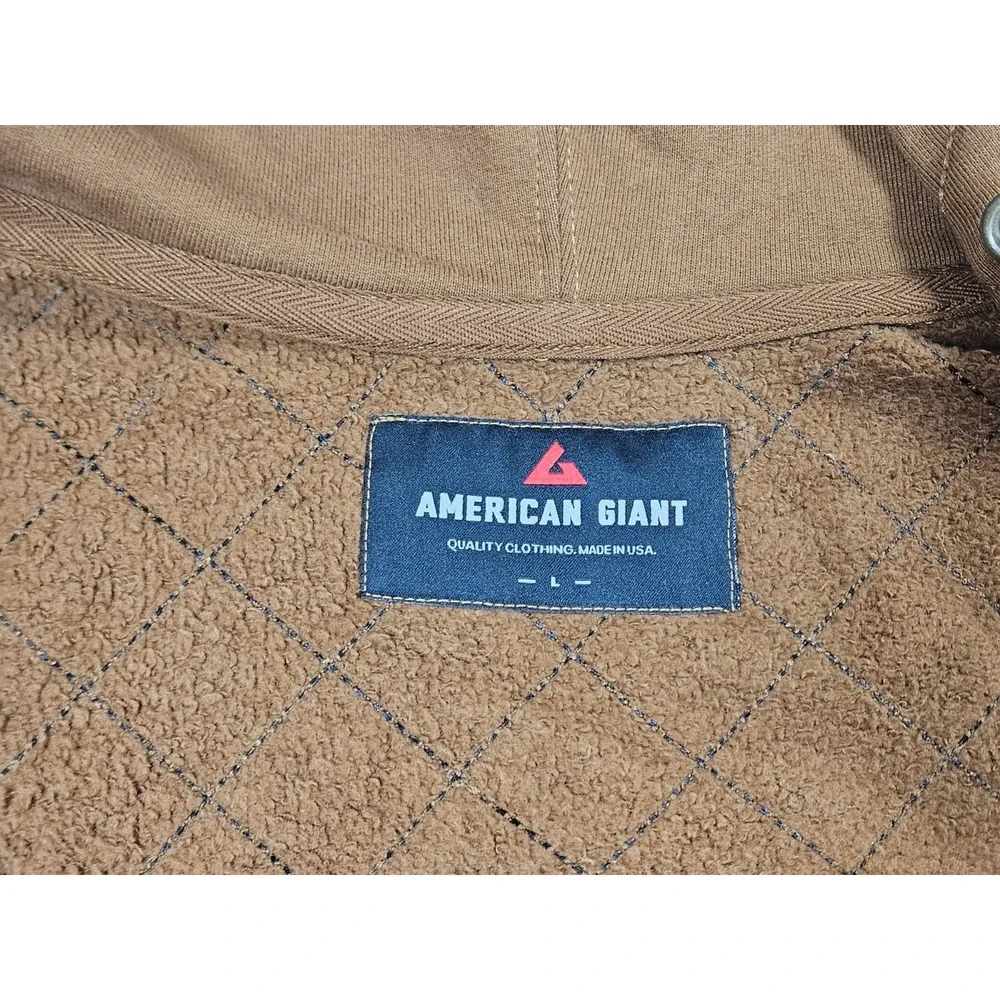 American Giant Diamond‎ Stitch Classic Full Zip Hoodie Mens Large Brown USA